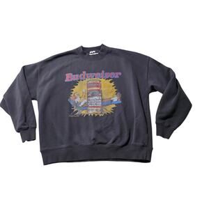 Abercrombie & Fitch Sweatshirt Mens M Charcoal Oversized Budweiser Beer Graphic